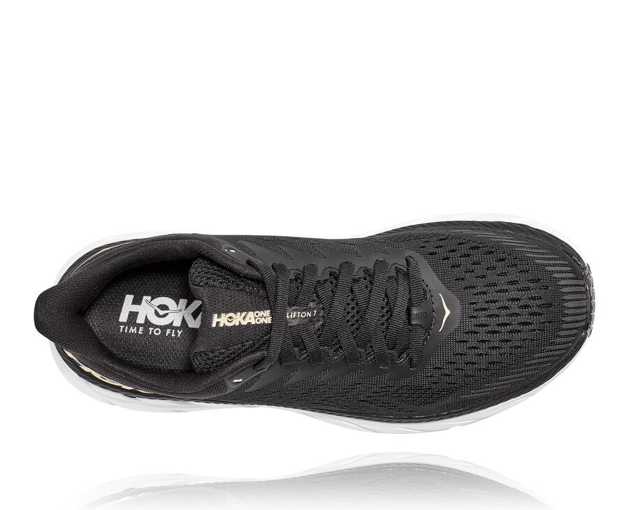 Hoka One One Hardloopschoenen Dames - Clifton 7 - Zwart/Wit - VL9352810